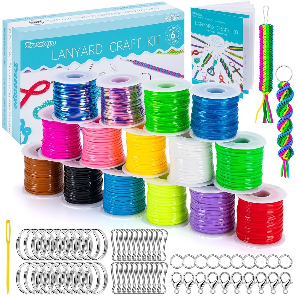 Lanyard String, 15 Rolls Gimp Plastic Glossy/Glow in Dark/Laser