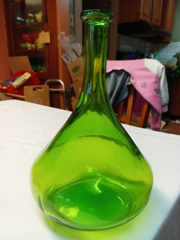 Unique Green Wine Bottle 10" X 7"