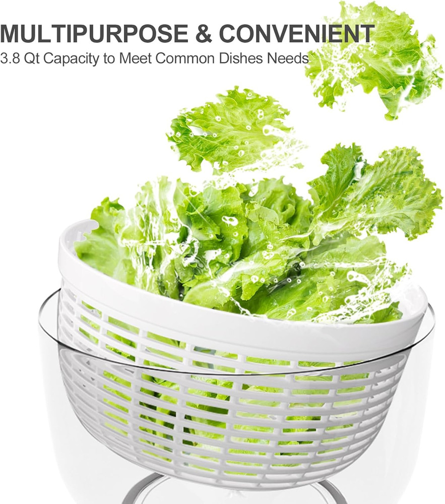 Salad Spinner Small Lettuce Spinner Kitchen Gadgets Vegetable Washer, High Ef...