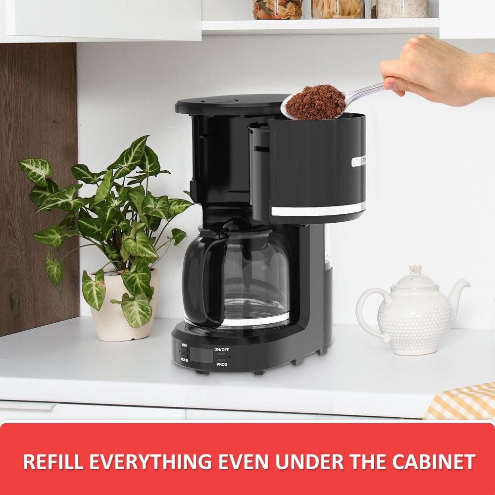 12-Cup Programmable Coffee Maker Removable Water Reservoir Drip Coffee Maker