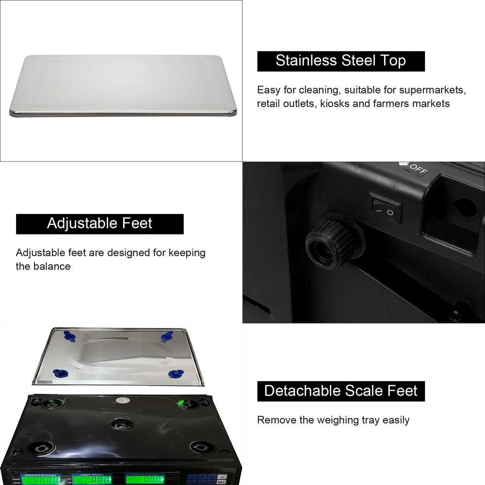 ACS-30 40kg/5g Price Computing Scale, Silver/Black, US Plug