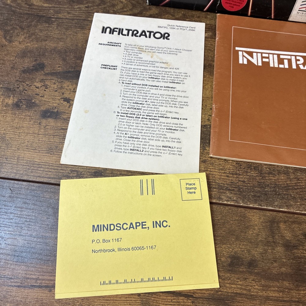 PC IBM Infiltrator & II (1 & 2) Computer Game Software MINDSCAPE by Chris Gray