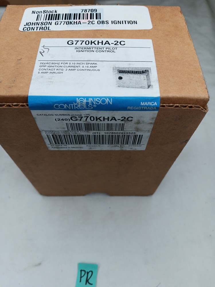 JOHNSON CONTROLS G770KHA-2C Intermittnet Pilot Ignition Control