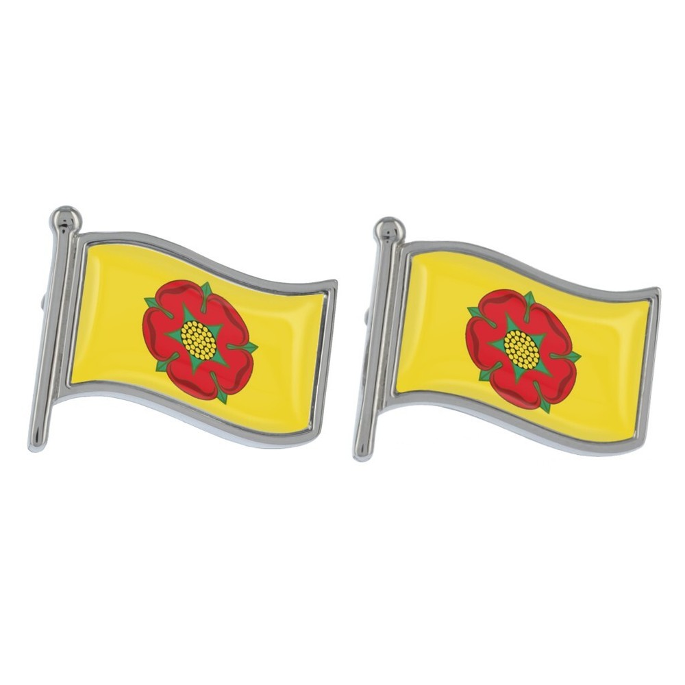 Lancashire Wave Flag Silver Cufflinks in Gift Box