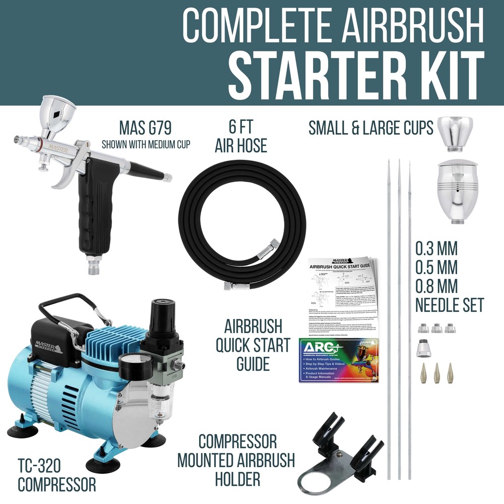 New All-Purpose TRIGGER AIRBRUSH 3 Tip-3 Cup-COMPRESSOR
