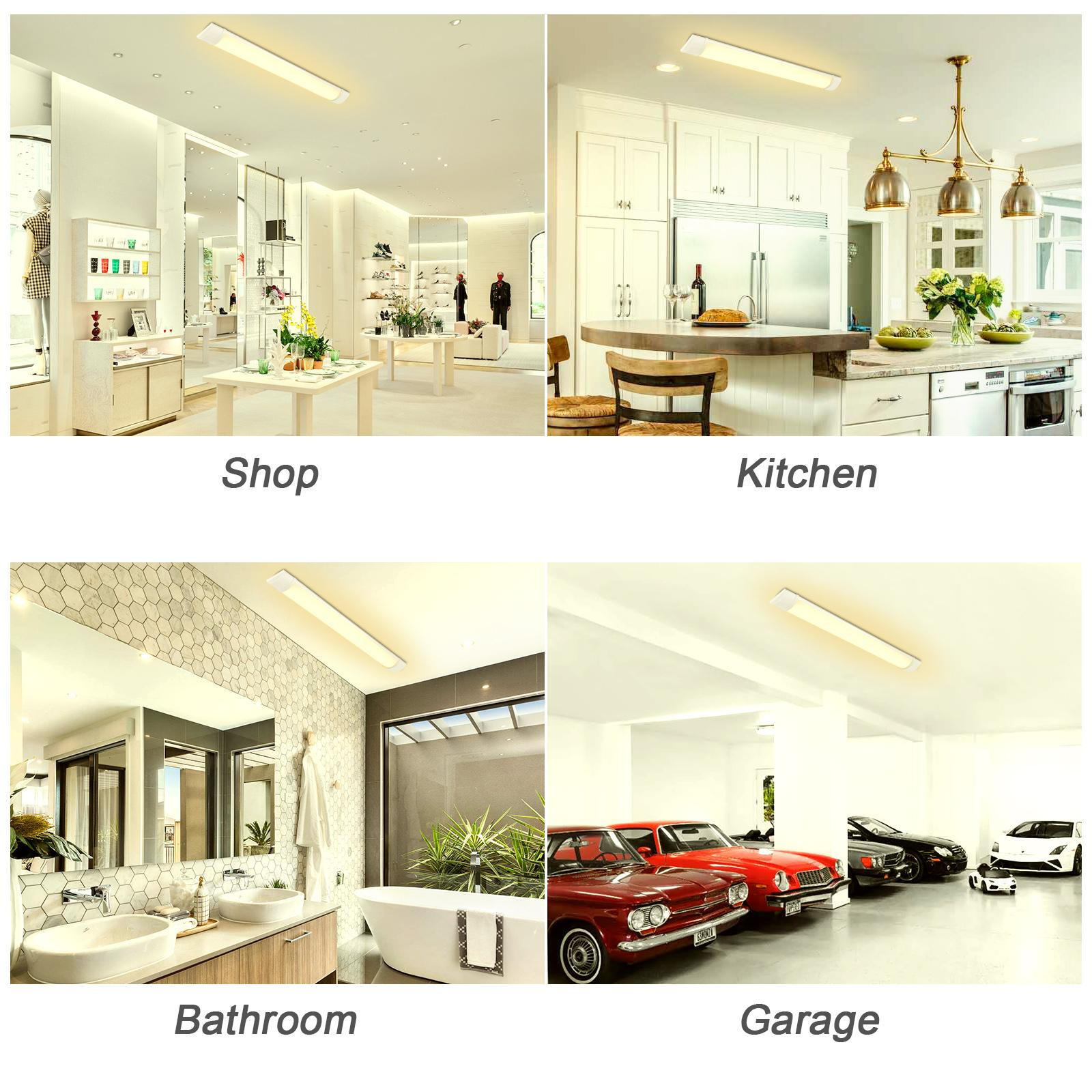 1FT 2FT 3FT 4FT LED Linear Batten Tube Light Bar Wall/Ceiling Mount Lamp Fixture