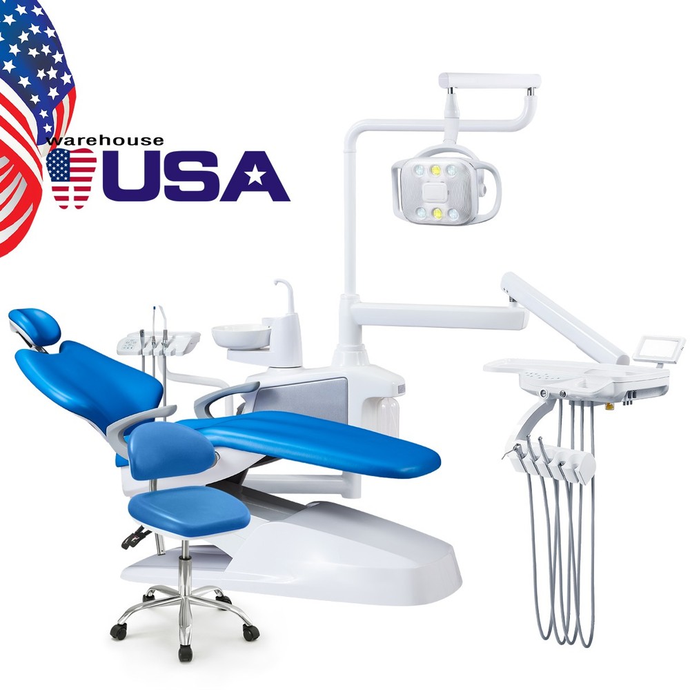 FDA Dental Chair Unit Computer Controlled DC Motor Hard Leather+Stool Kit/Sensor