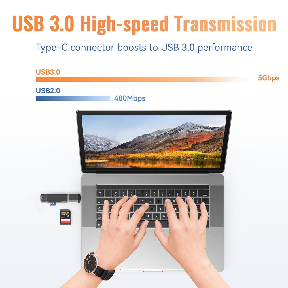 Card Reader USB 3.0 Type C Micro SD TF OTG Memory Adapter Laptop Computer
