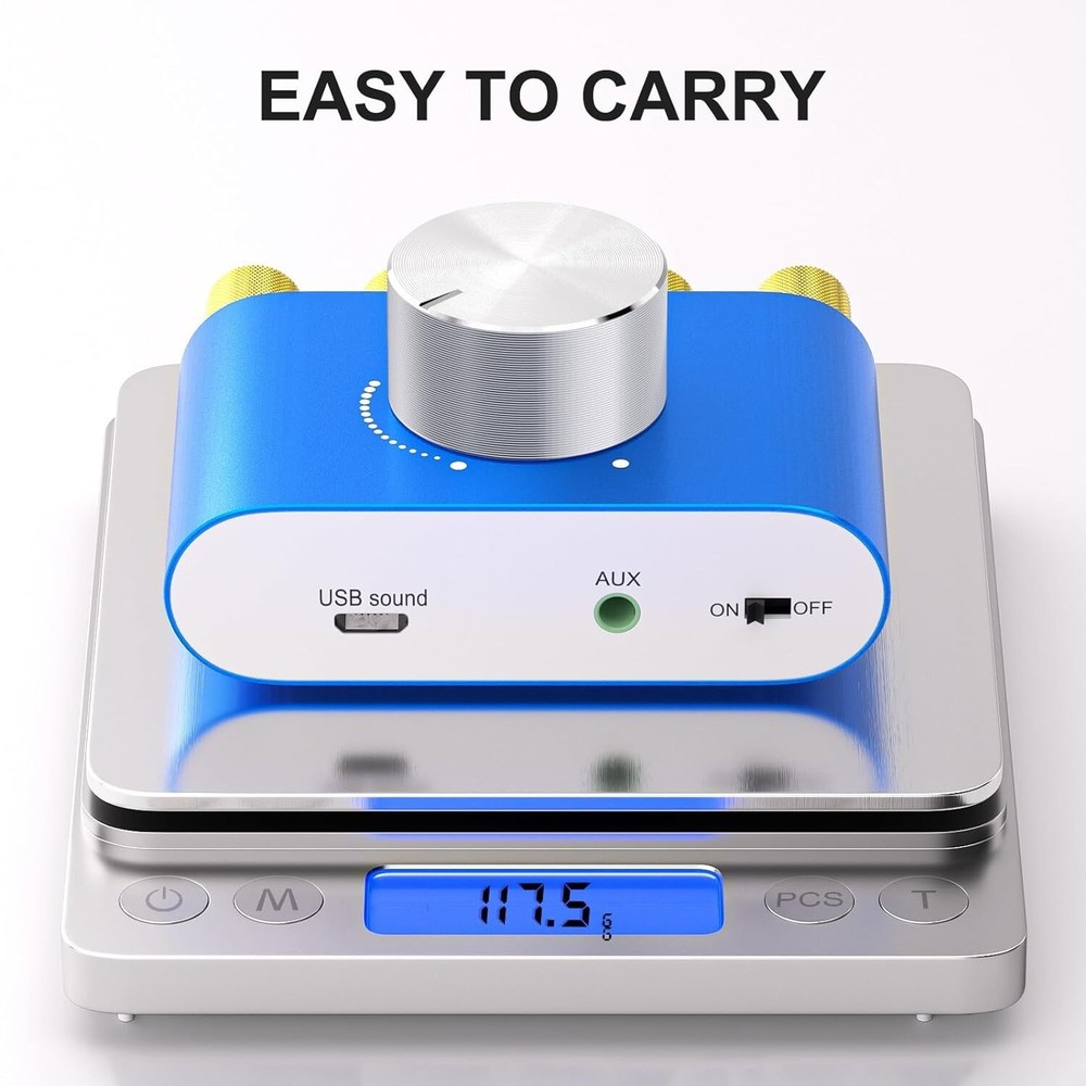 Wireless Stereo Amplifier with Bluetooth 5.0 Connectivity, Compact Design