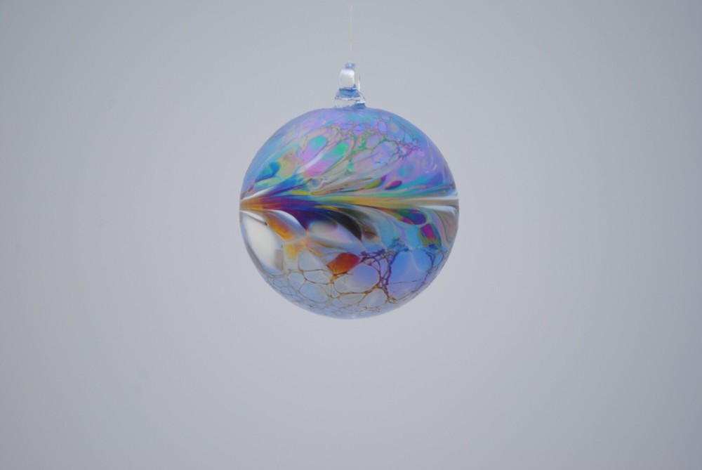 Iridescent Handblown Suncatcher - Light Blue