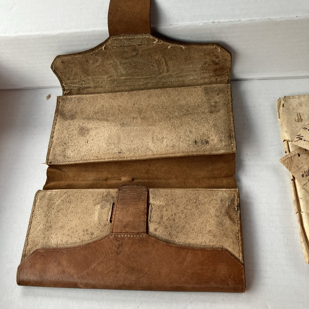 1800's Civil War Era Wallet / DOCUMENT HOLDER W/papers Dated 1833 Antique