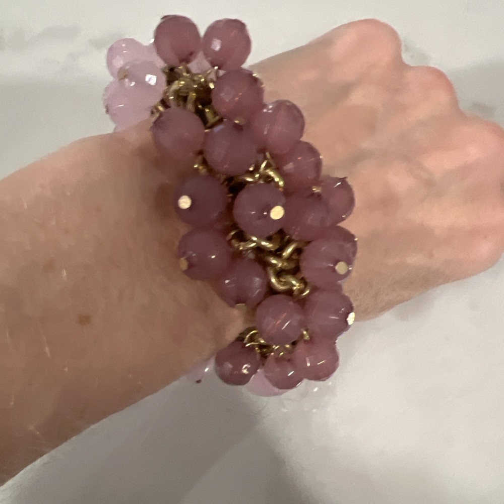 Gold-tone Lavender & Pink Stretch Bracelet