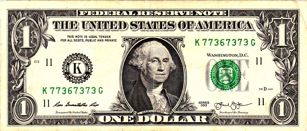 $1 2013 Fancy Serial K77367373G