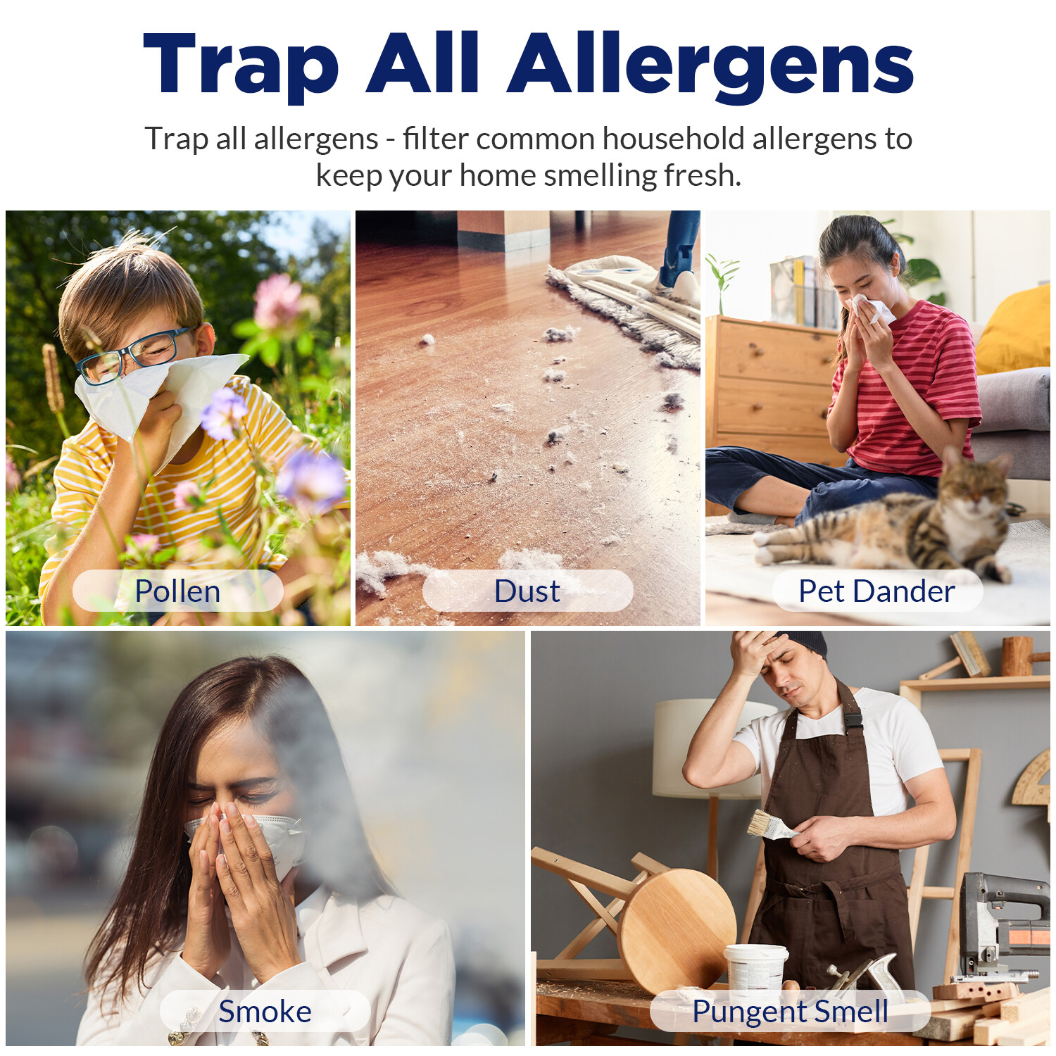 Home True HEPA Air Purifier Large Room Air Cleaner for Allergies Smoker Pet Dust