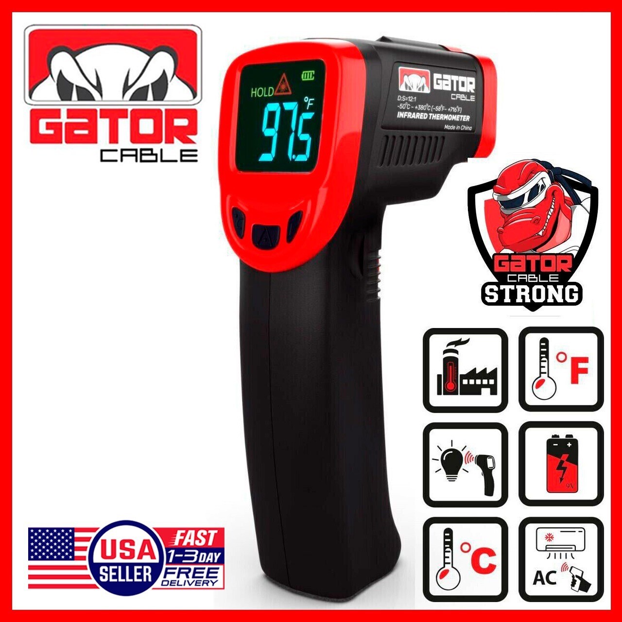 Infrared Laser Thermometer Gun No-Contact Digital Temperature Measurement Tester