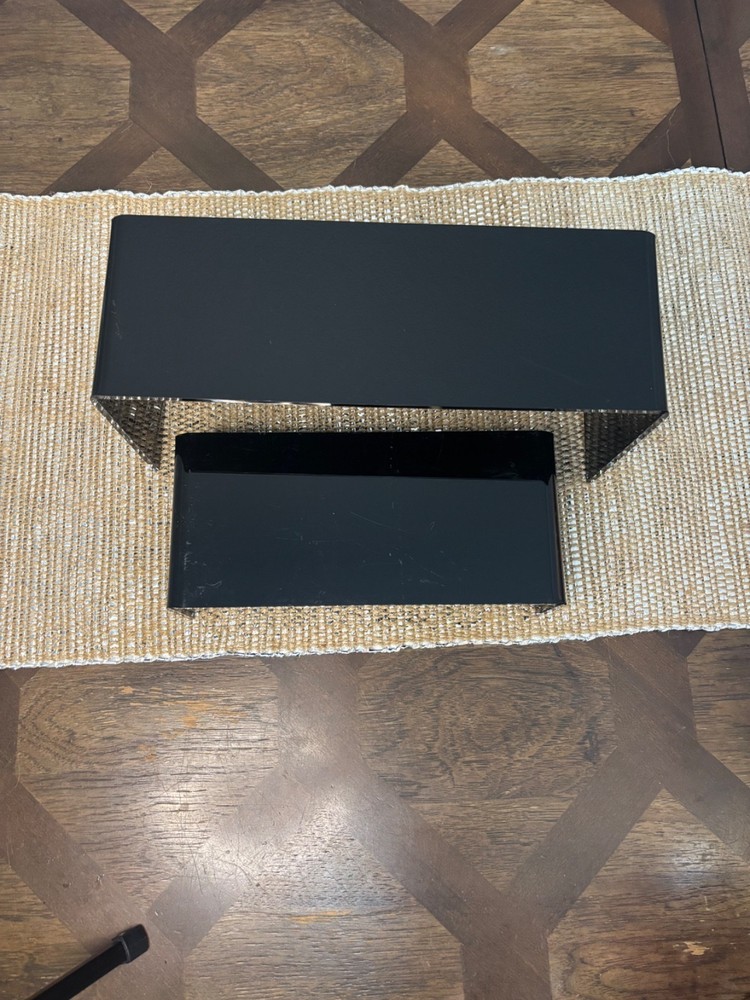 2 small black acrylic display risers
