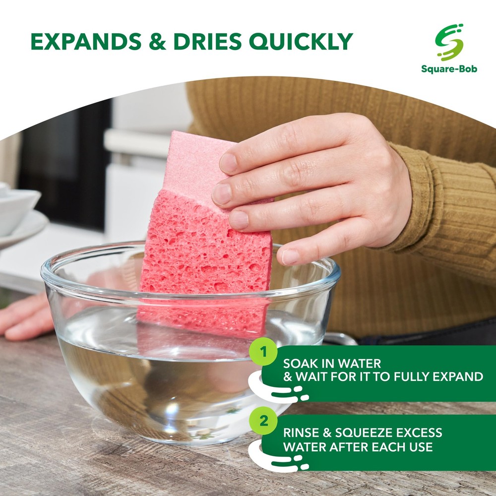 Compressed Non-Scratch Kitchen Sponges - Highly Absorbent for Dishes, Counter...