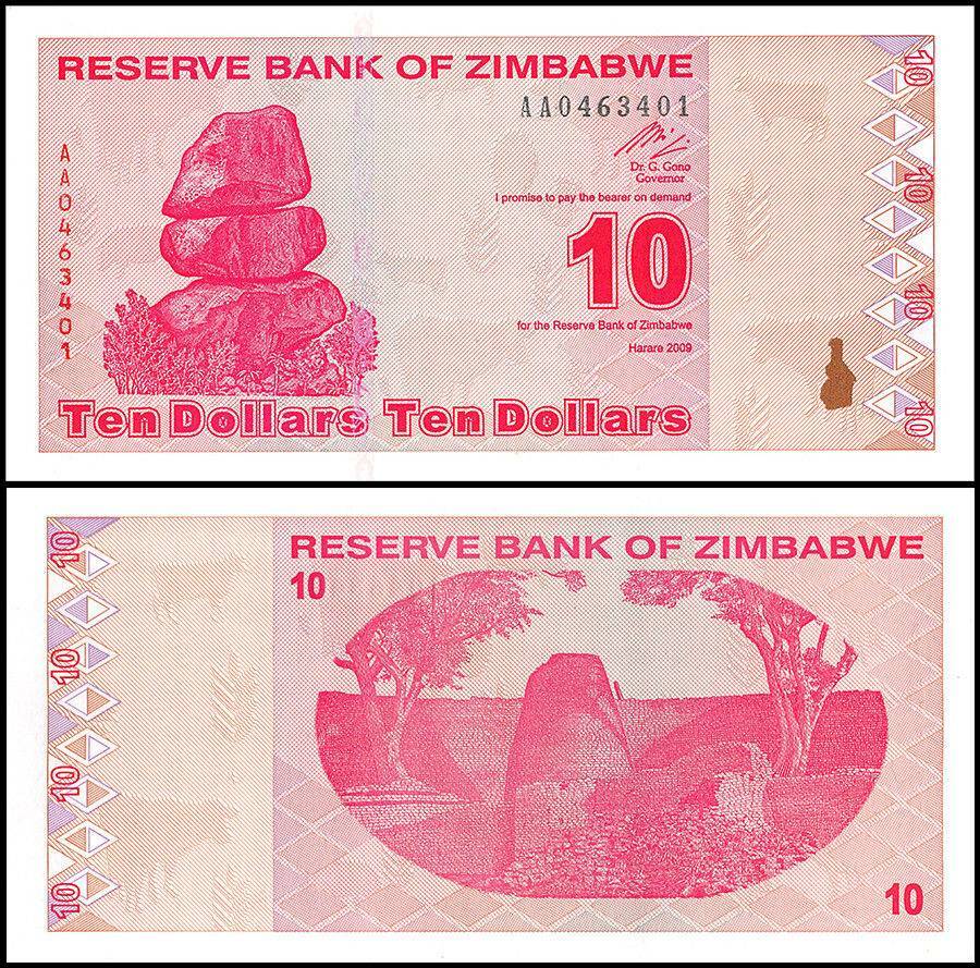 Zimbabwe 10 Dollars, 2009, P-94, UNC