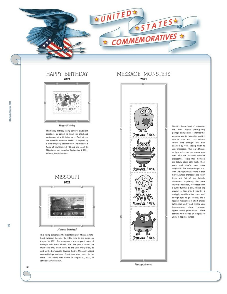 2021 U.S. Commemorative Singles SIMPLIFIED Supplement (White Ace Alternative)