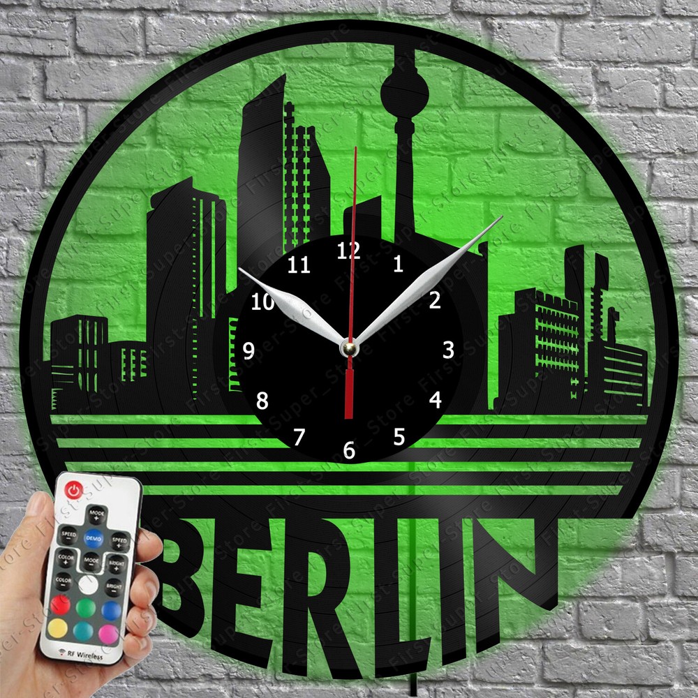 LED Clock Berlin Vinyl Record Wall Clock Led Light Wall Clock 2199