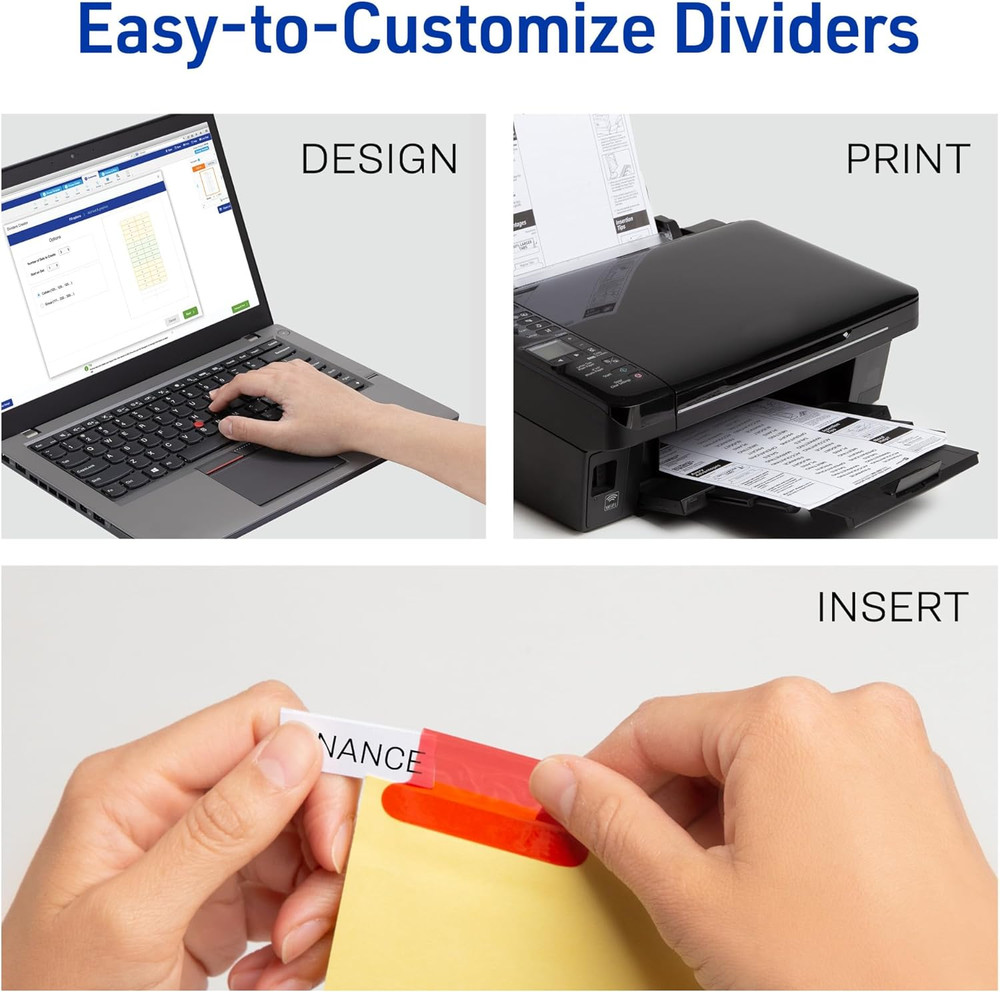 Insertable Dividers for 3 Ring Binders, 5-Tab Set, Buff Paper, Multicolor Divide