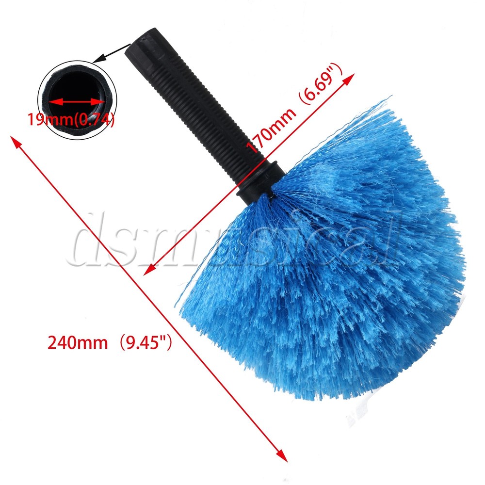 Blue Cobweb Head Brush with Soft Bristles 3/4inch Threaded for Corner