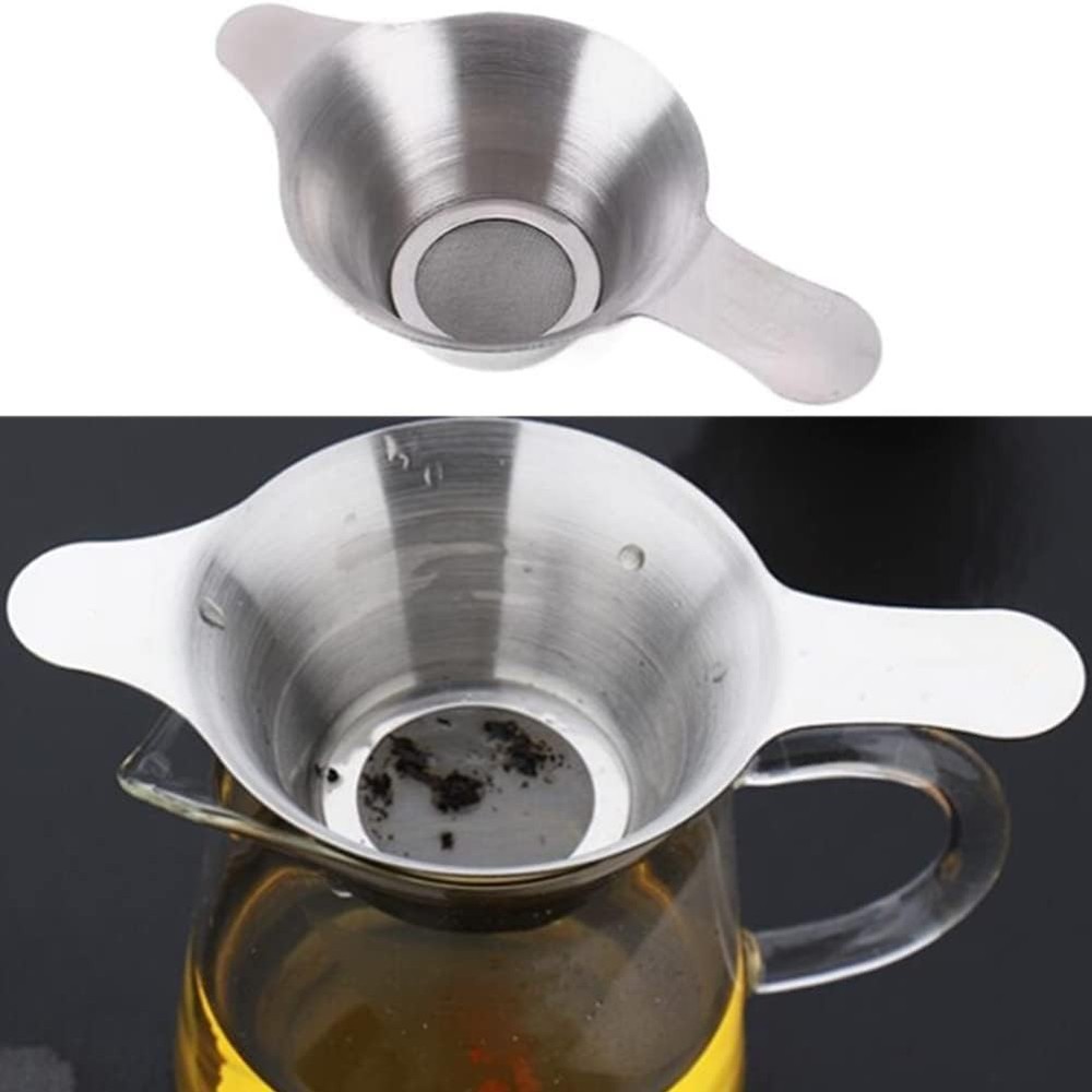 2-Pack Stainless Steel Tea Strainer Funnel Mini Fine Mesh Infuser 2 Sizes