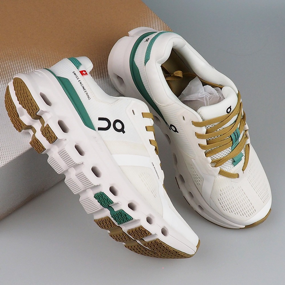 On Cloudrunner 2 Sneakers in Undyed/Green Women's Running Shoes Size 6-9.5