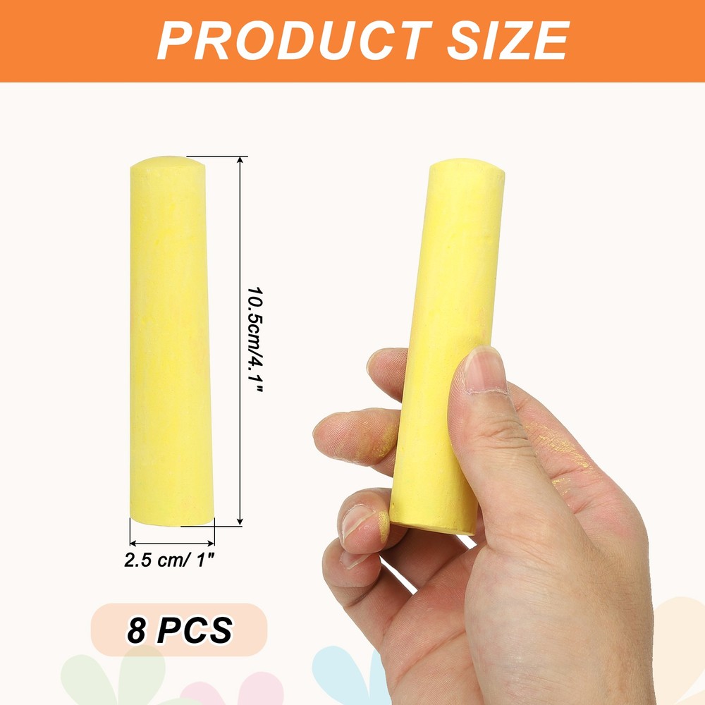 8 PCS Dustless Chalk, Yellow Sidewalk Chalk Large Solid Huge for Outdoor