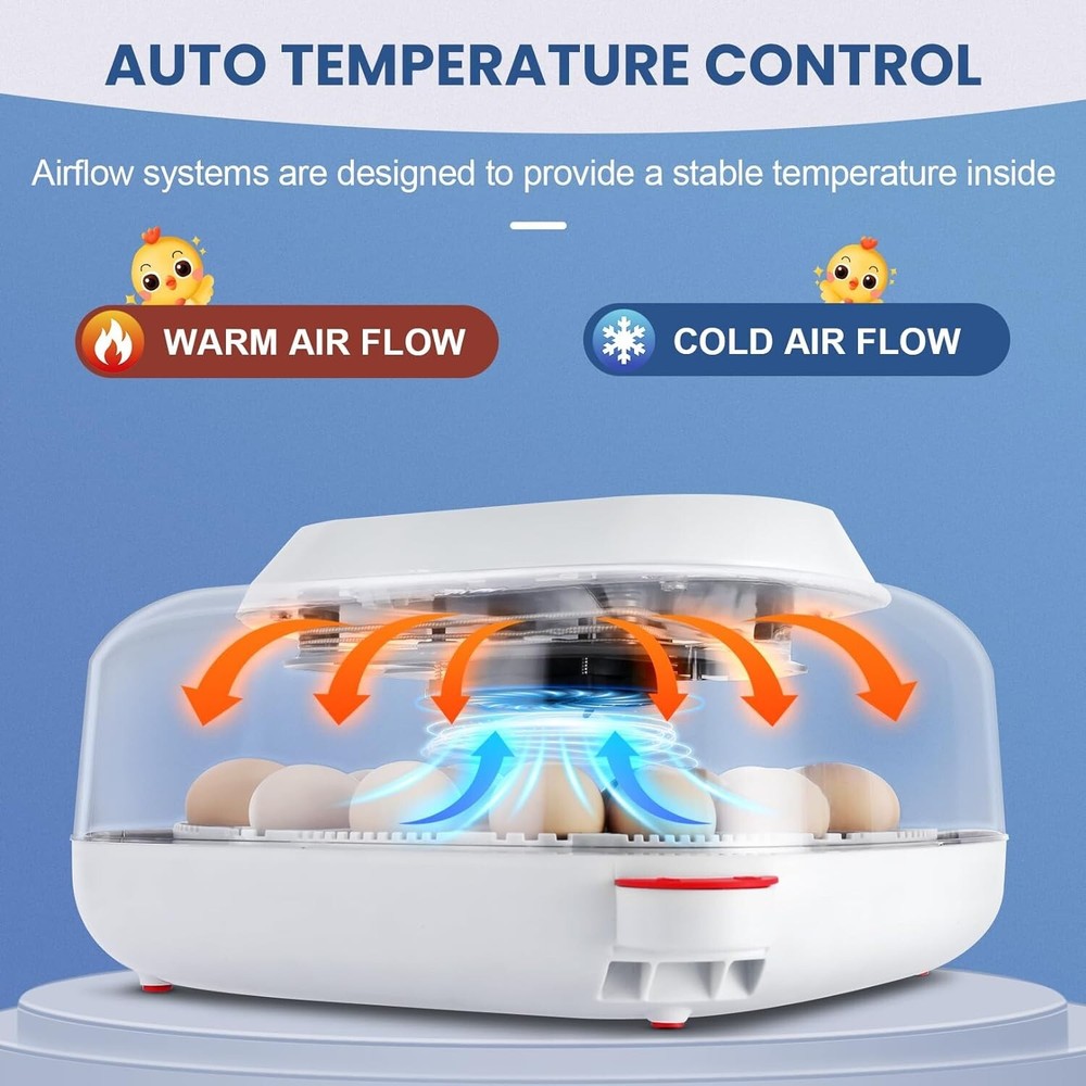 24 Egg Incubator with Automatic Egg Turning Temperature Control Humidity Display