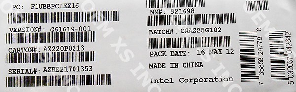 Intel F1UBBPCIEX16 1U Riser New Bulk Packaging