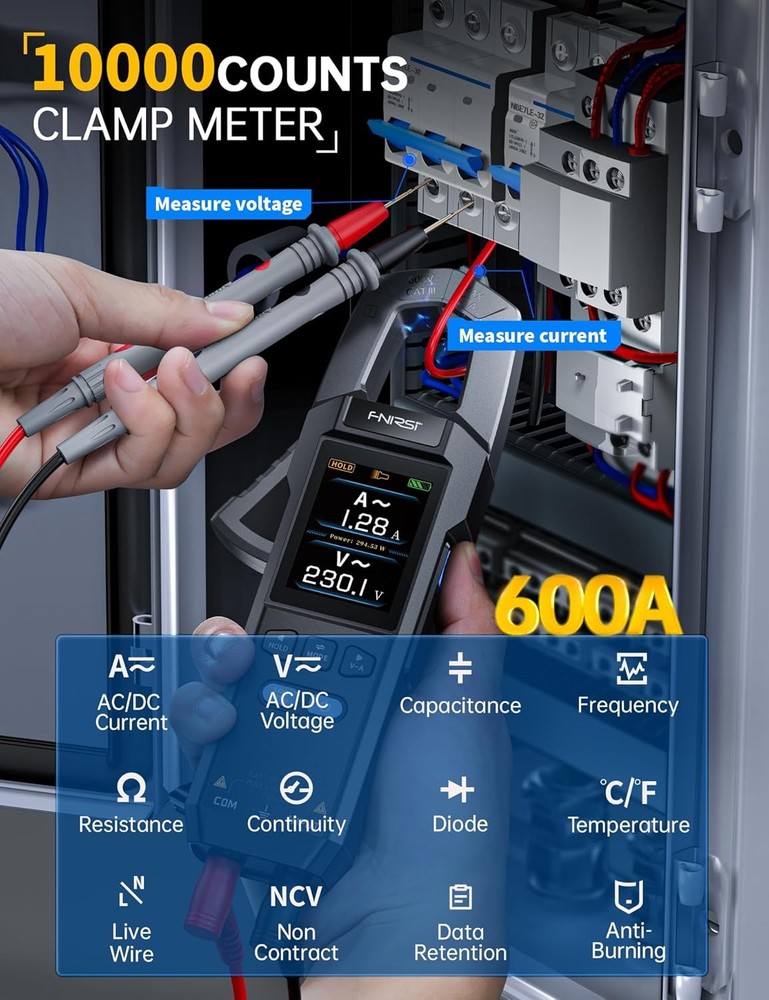Digital Clamp Meter Multimeter TRMS AC/DC Voltage Current NCV 600A