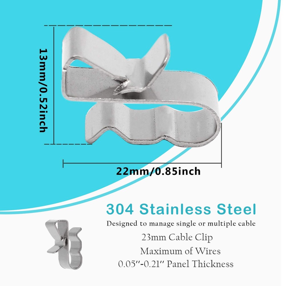 PHITUODA 30pcs Solar Panel Cable Clips Trailer Wire Stainless 30 Pcs
