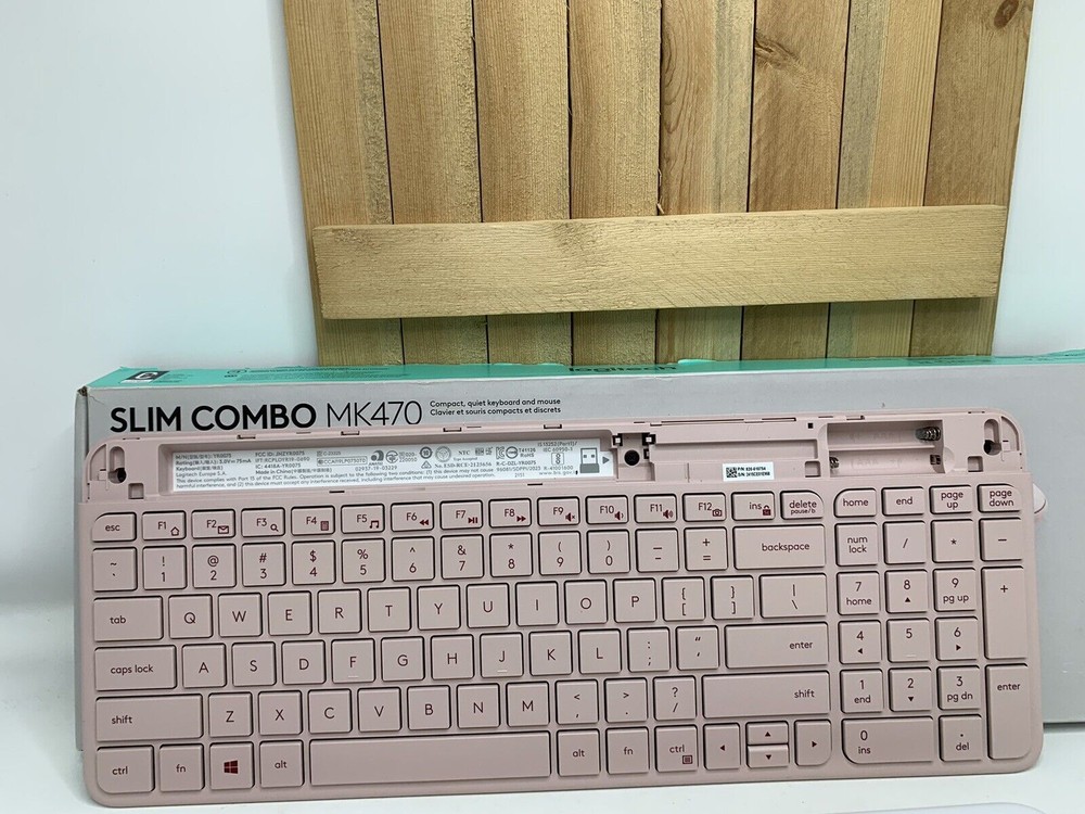 Logitech MK470 Slim Wireless Keyboard/Mouse Combo, Modern Compact Layout, Rose