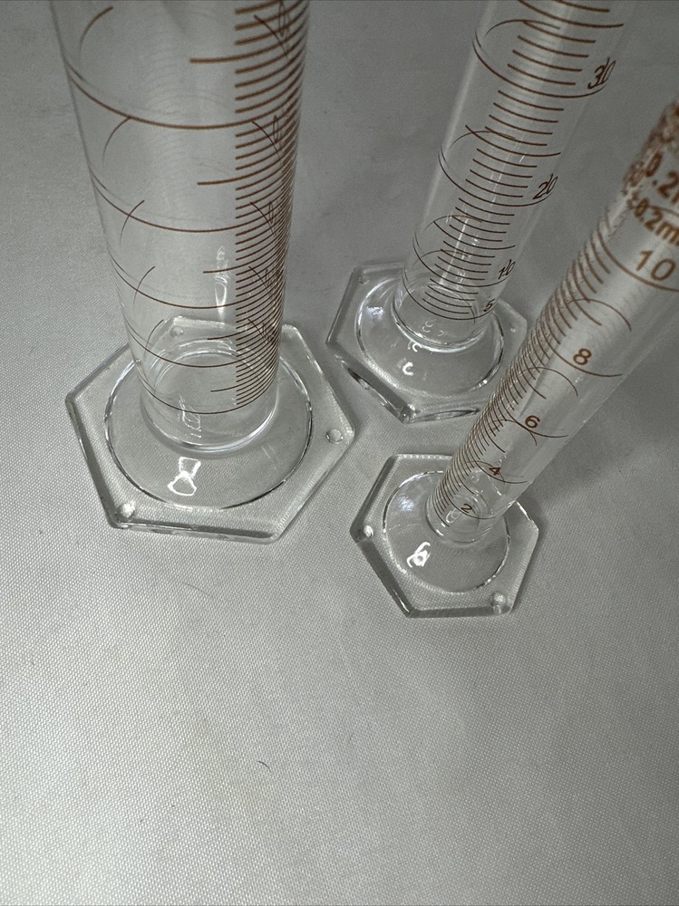 Karter Scientific Lab ware Measuring Cylinder Set Hexagonal Base 10mL 50mL 100mL