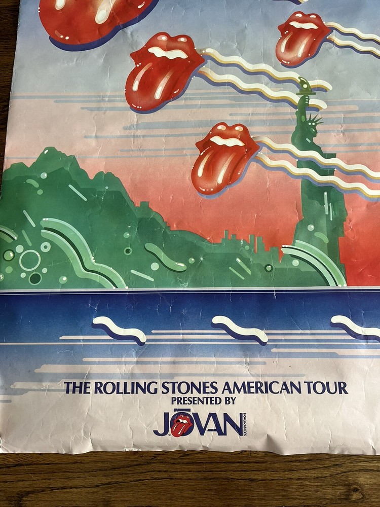 Rolling Stones 1981 Jovan American Tour Poster Vtg Wall Hanger Band Memorabilia