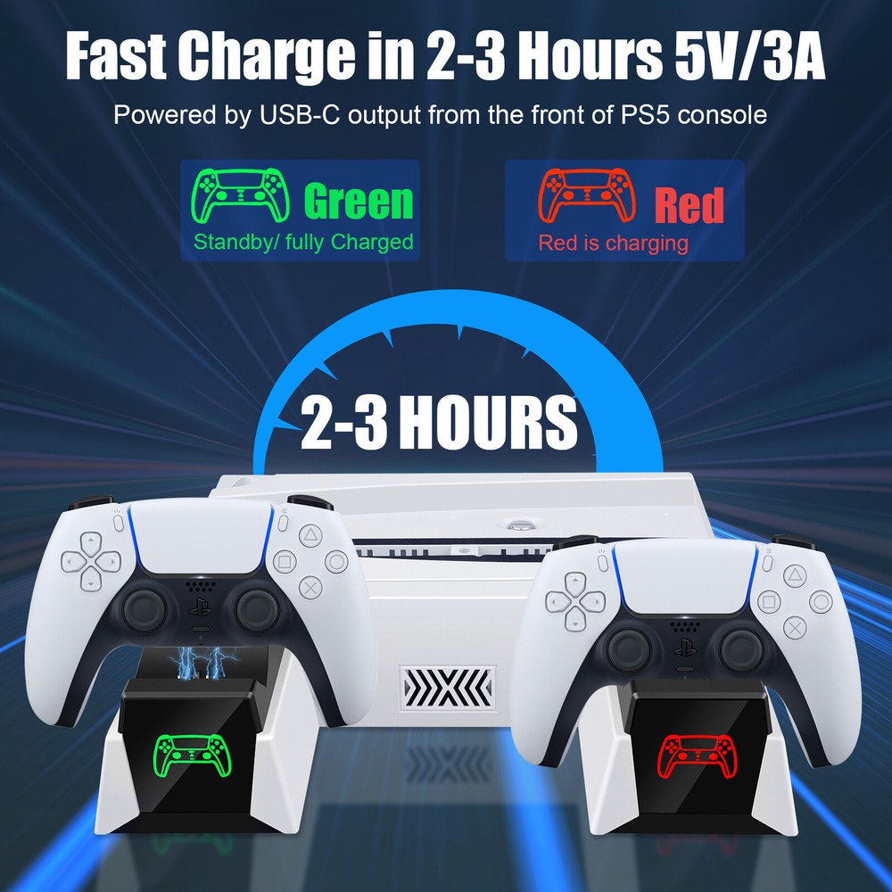 For PS5 Vertical Stand Cooling Fan Controller Charging Station Dock PlayStation5