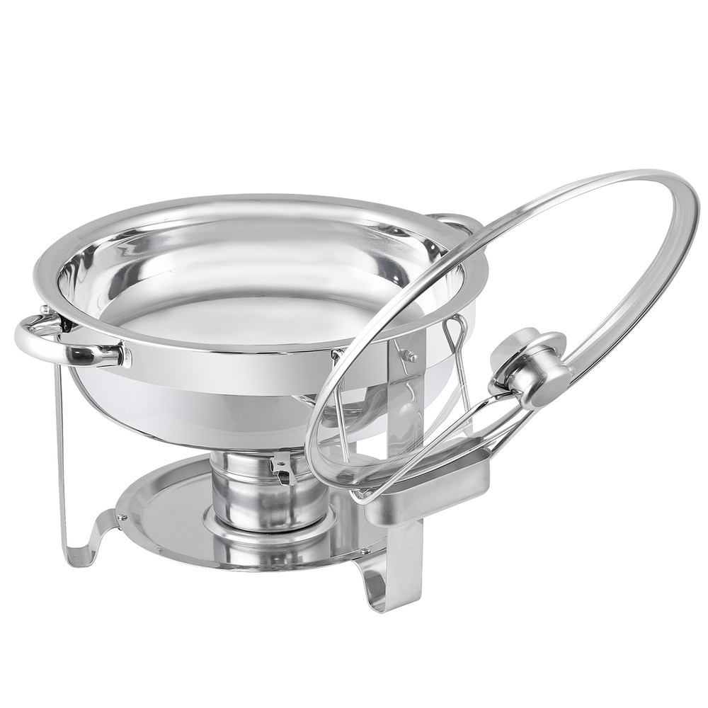 5 Quart 2Pack Full Size Chafing Dish Buffet Set Round Catering Warmer Set Silver