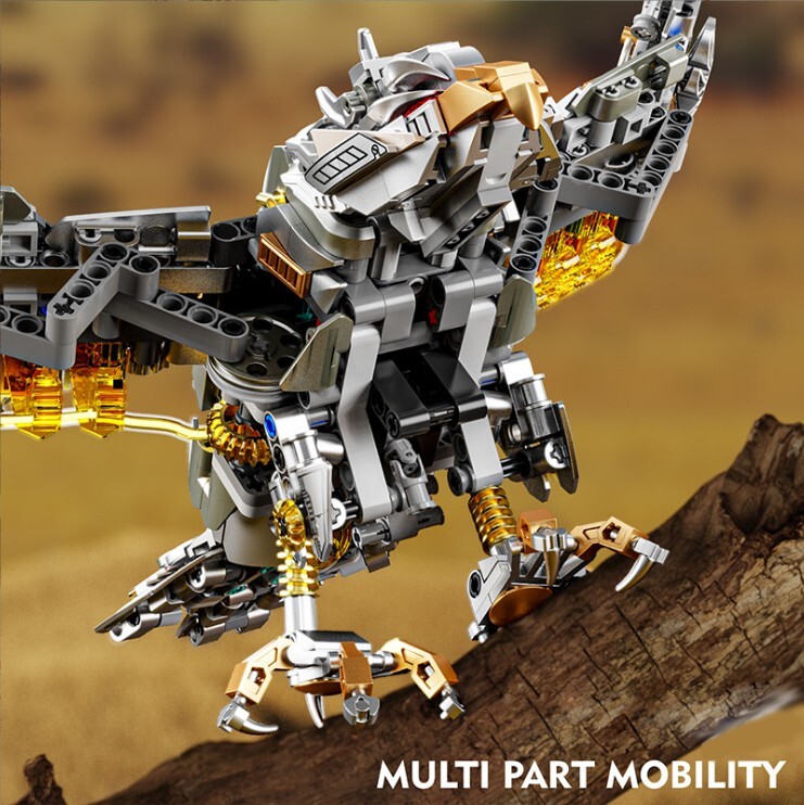 MJ Semi mechanical movable model eagle assembly toy with lights,Creative Gift