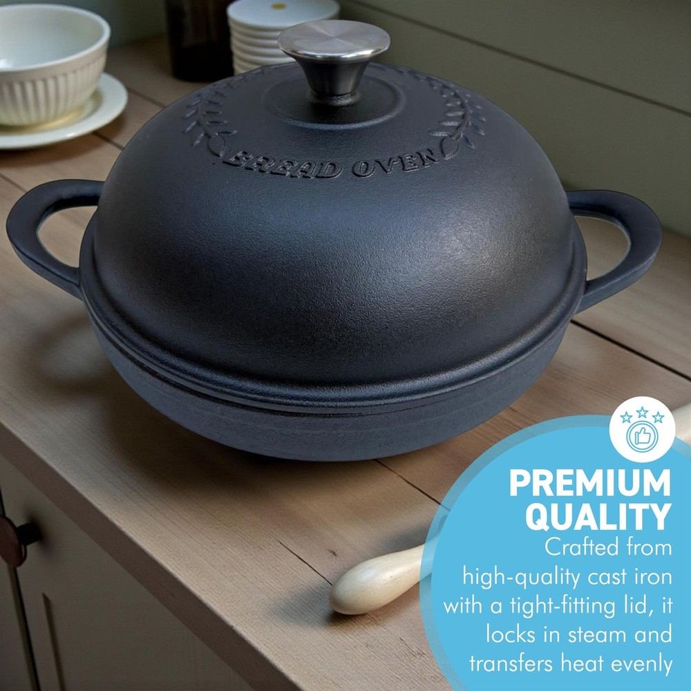 24cm Cast Iron 𝗗𝗨𝗧𝗖𝗛 𝗢𝗩𝗘𝗡 𝗕𝗥𝗘𝗔𝗗 𝗣𝗔𝗡 for Artisan Bread