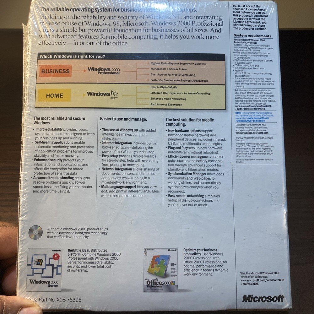 (NEW) Microsoft Windows 2000 Professional Retail Box Sealed (Upgrade Version)