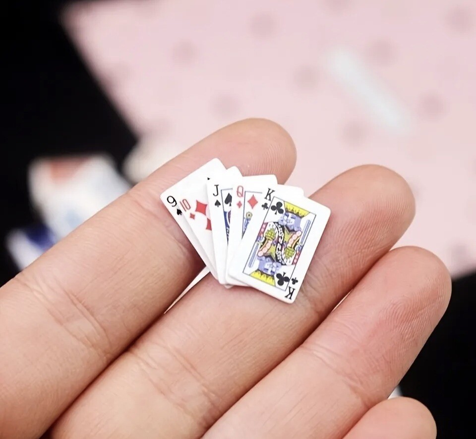 Mini Plastic Coated Poker Playing Card Deck 1.5cm/0.59in x 1cm/0.39in