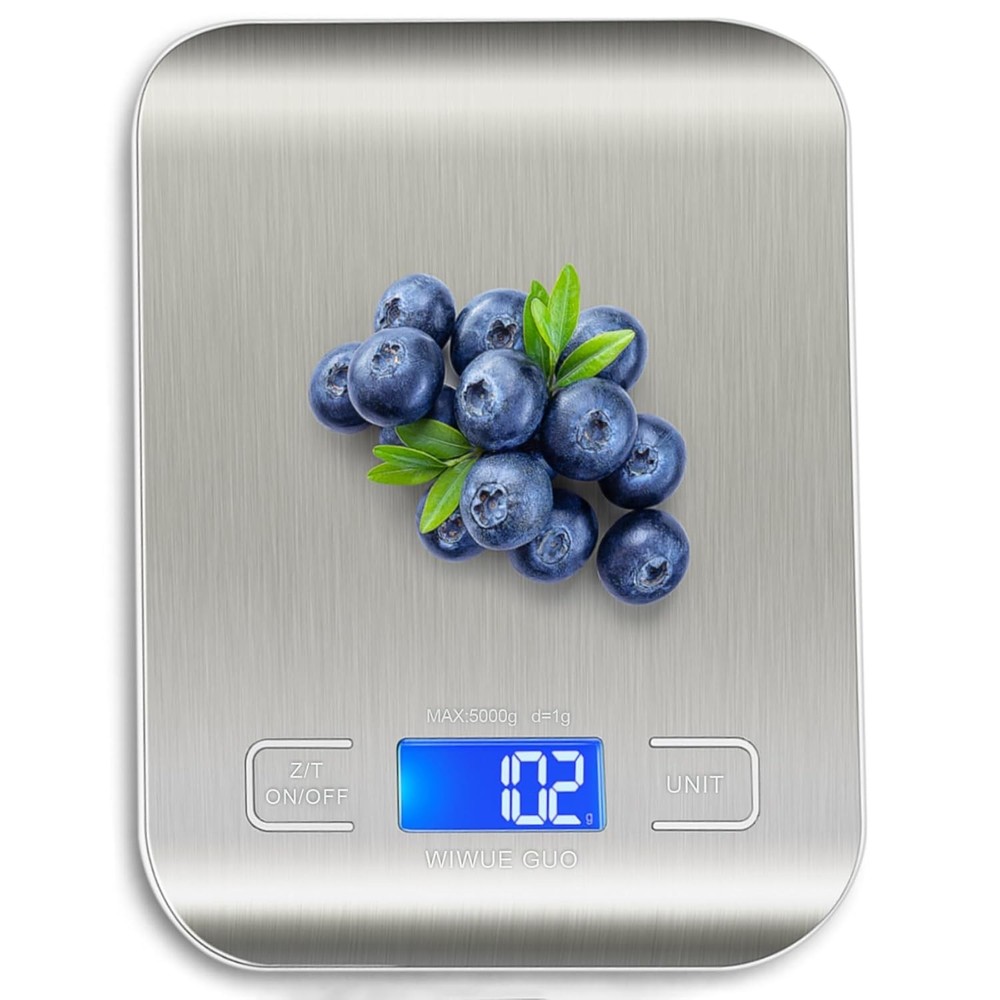 Compact Kitchen Scale - 11 lbs Capacity with Tare Function & Easy Clean Design