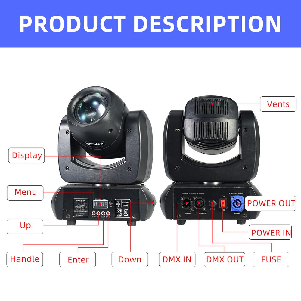 LED 100W Beam Moving Head Light Mini Sharpy DMX DJ Stage Light