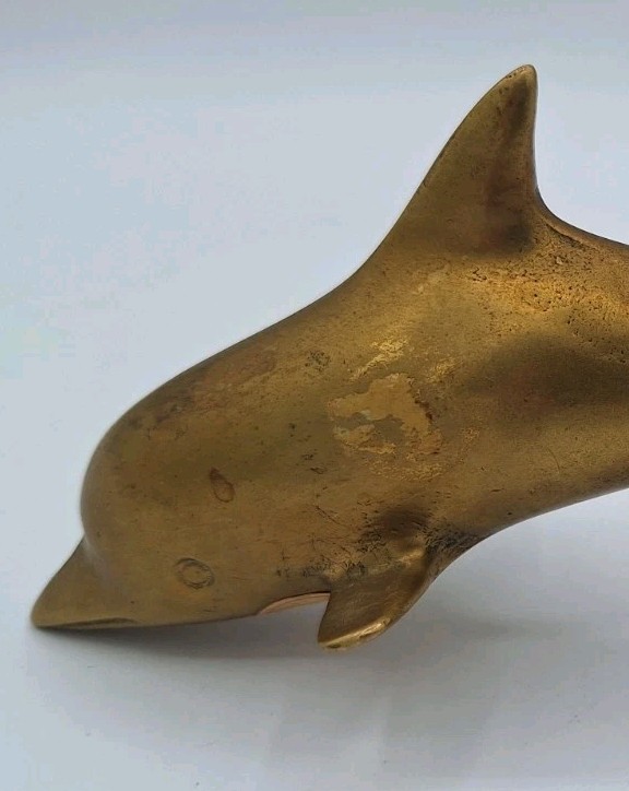 Vintage Solid Brass Dolphin Door Knocker Heavy Retro Nautical Fish