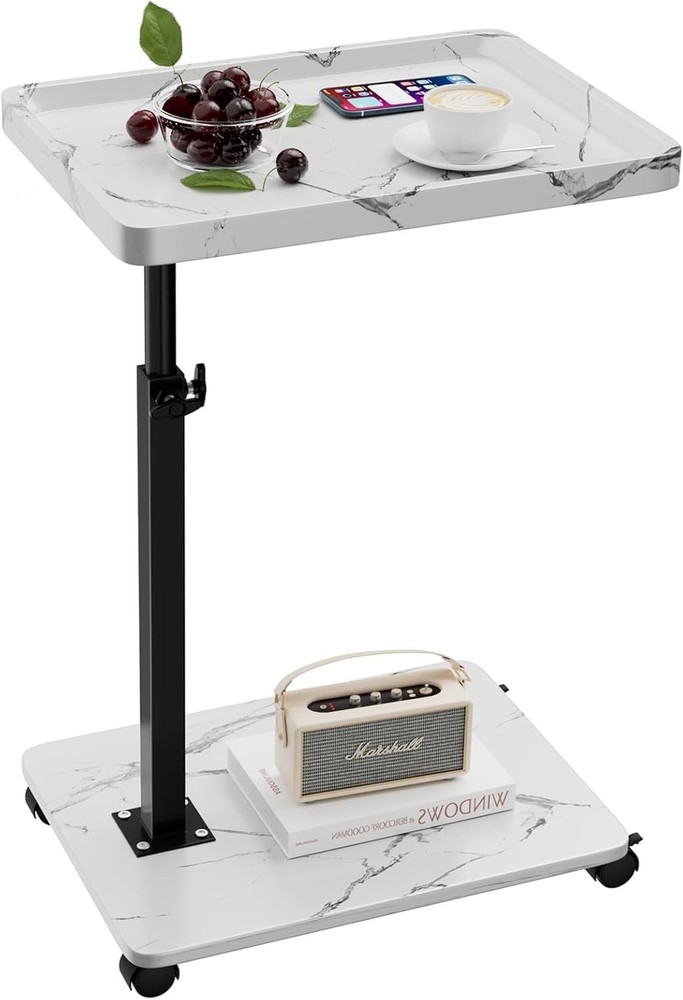 C Table End Table Adjustable Height 360°Swivel TV Tray Table C Shaped Side Table