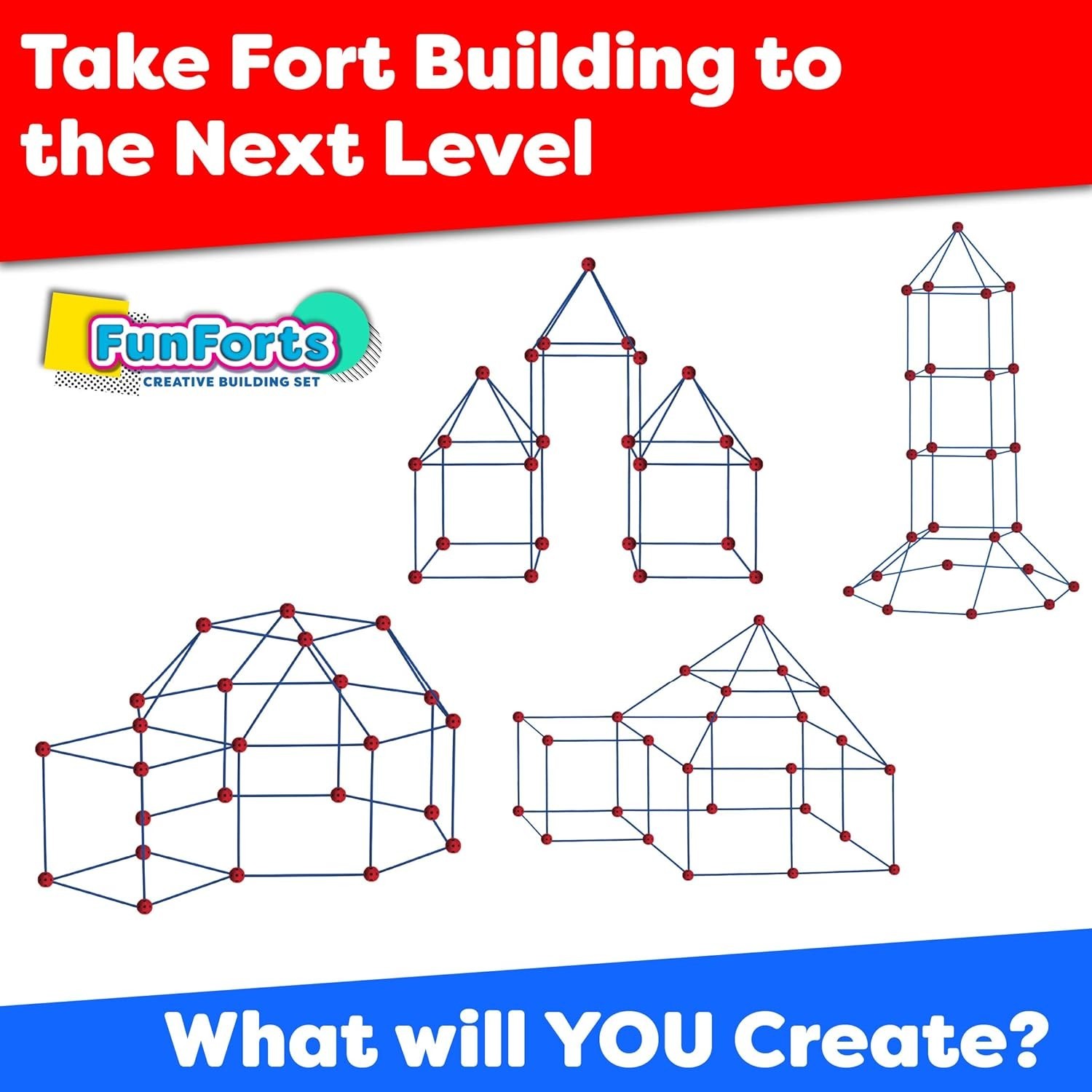 Fun Forts Kids Tent - 81 Pack Fort Building STEM Toys Kit, Construction Toys ...