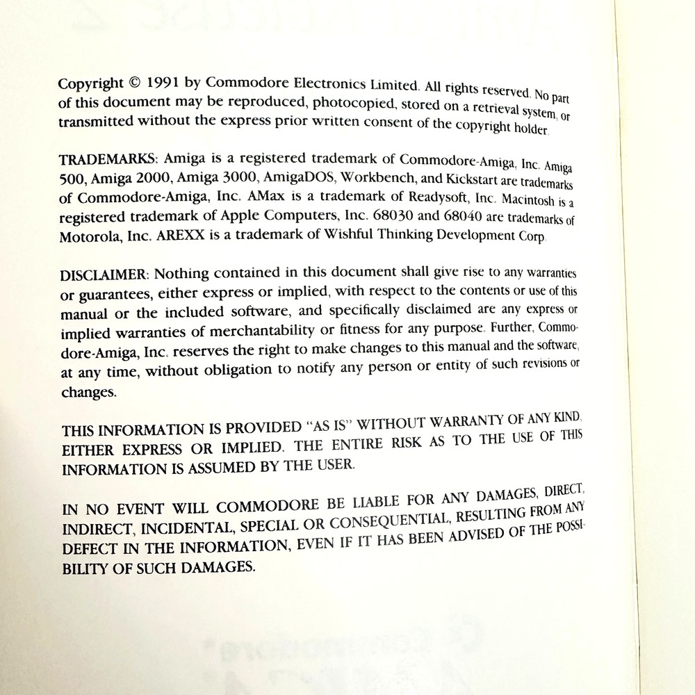 Commodore Amiga Release 2 Getting Started Manual 1991