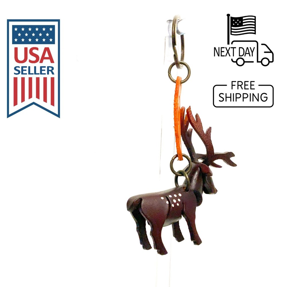 Sika Deer (Brown) Handmade Leather Keyring