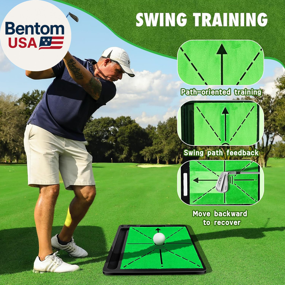 Golf Hitting Mat, 3-In-1 Golf Practice Mat, Replaceable Turf Golf Training Mats